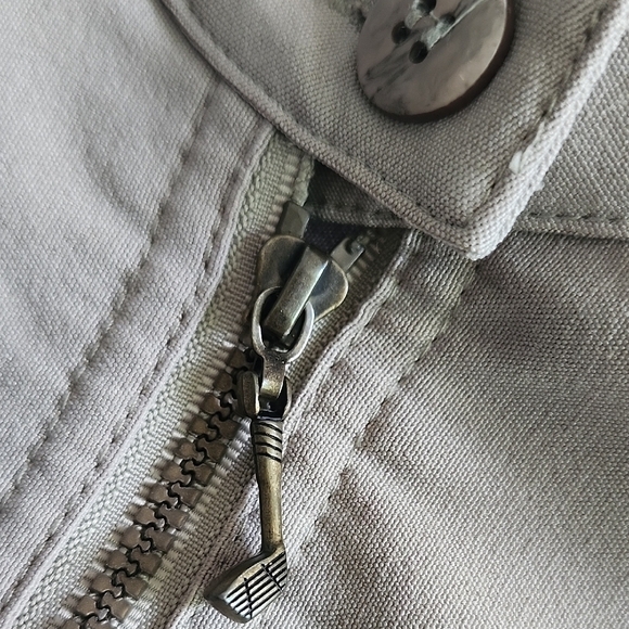 Line Up Light Gray Golf Embroidered Moto Vest | Zip Front Sleeveless | Size S - Picture 11 of 13